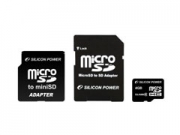 Silicon Power MicroSDHC 4GB + 2 adapter mem&oacute;riak&aacute;rtya