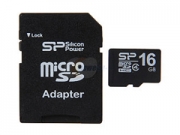 Silicon Power Micro SDHC Class4 16GB + adater memóriakártya